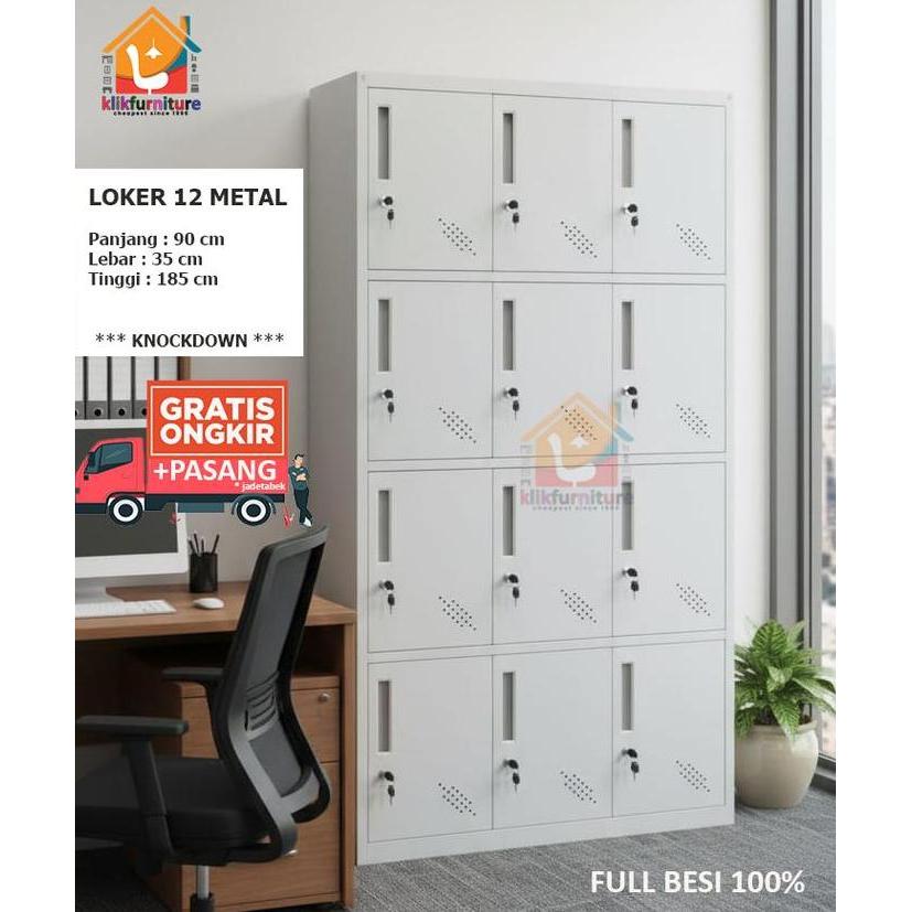 Lemari Loker Locker Besi Cabinet 12 Pintu Full Besi AKL 12