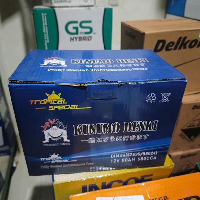 HARGA DISC - AKI BATERAI KERING KUNUMO DENKI 57535/DIN84  LN3  REBORN DIESEL MERCY 80AH GARANSI 1 TA