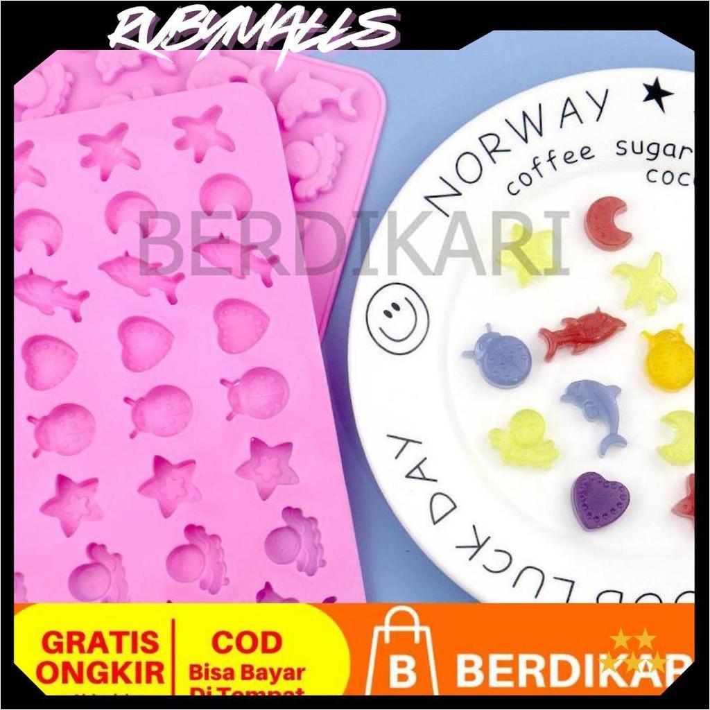 Berdikari Isi 32 Cetakan Puding Kue Coklat Gummy Jelly Permen Yupi Agar Nugget Fondant Silikon Motif