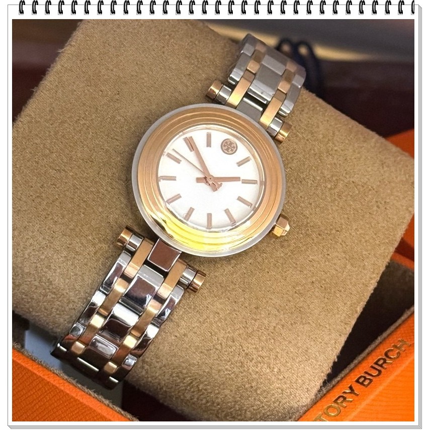 NEW Tory burch Classic T Silver/Rose Gold Stainless Steel TBW9011 TBW9010
