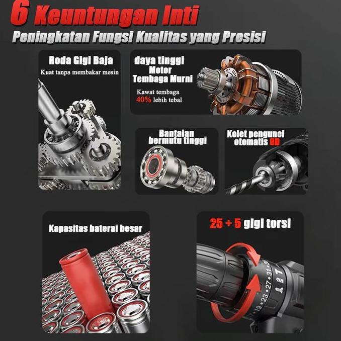 Decker Brushless Cordless Screwdriver 16.8V Bor Listrik Tanpa Kabel Bor Baterai Bor Tanpa Kabel Oben