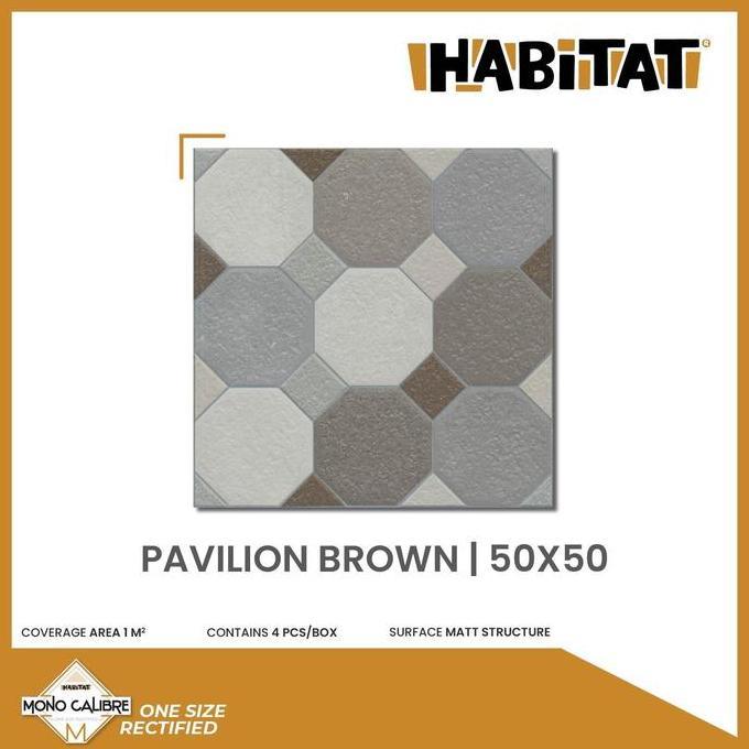 Habitat Pavilion Brown 50x50 Keramik Lantai Motif Paving Batu Alam