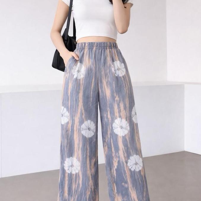 OOTD CELANA PANJANG BATIK KULOT TIE DYE CELANA WANITA SANTAI KEKINIAN OOTD
