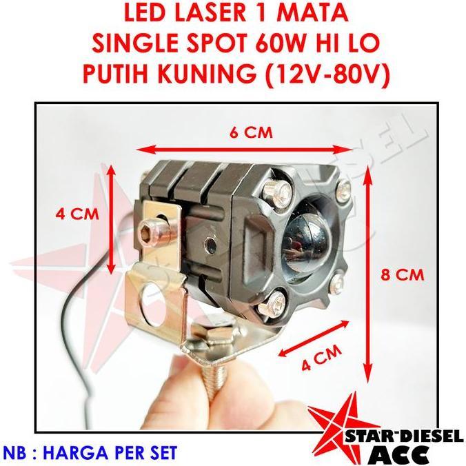 BEBAS ONGKIR - MINI PROJIE LED LASER SATU MATA PUTIH KUNING HI LO SUPER TERANG HJG 60
