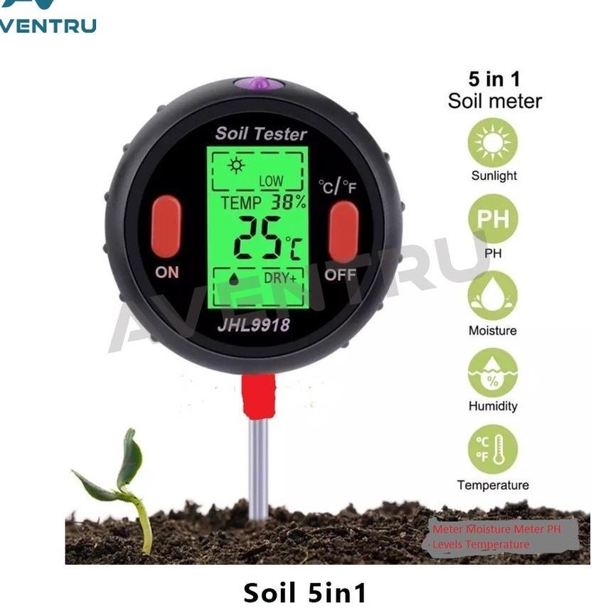 Soil Analyzer Tester 5In1 5 In 1 / Alat Ukur Ph Cahaya Suhu Kelembapan