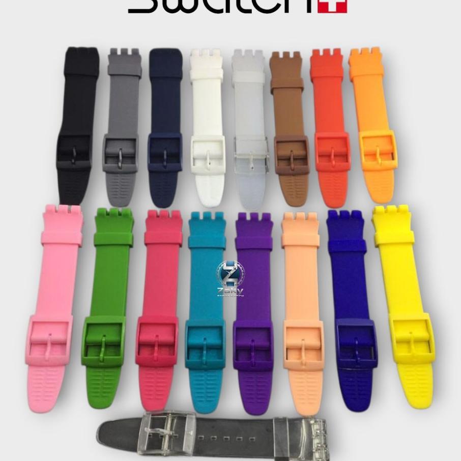 Strap Tali Jam Swatch Black Rebel New Gent Original Swatch Ukuran 17Mm 19Mm