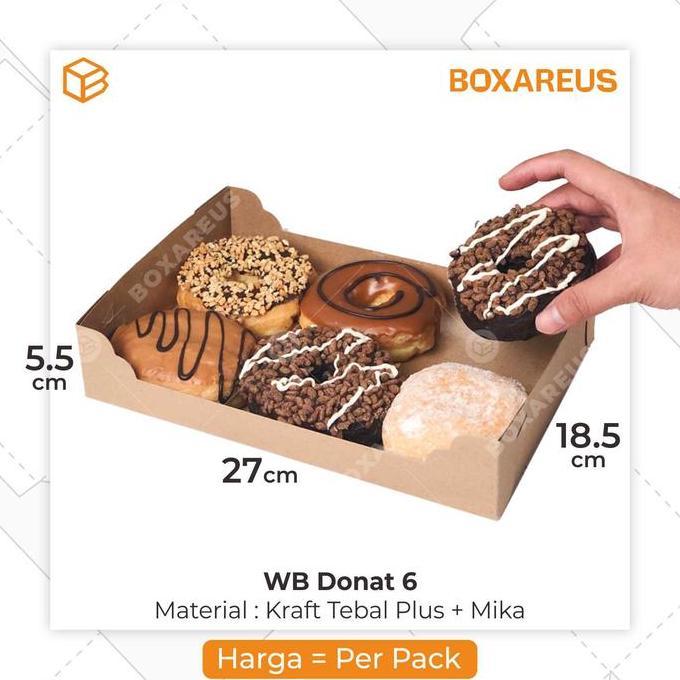 Box Donat isi 6 Dus Donat Laminasi Kotak Mika | WB DONAT6