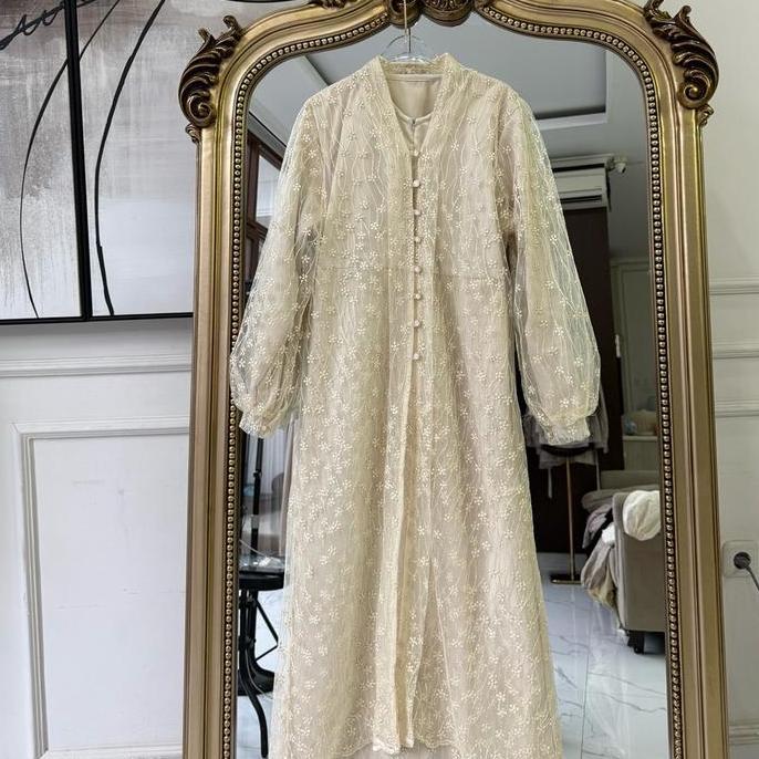 READY  RAYA SERIES Terbaru  Shafira Dress Outer Brukat Sapto Chantily Baju Kondangan Terbaru Fashion
