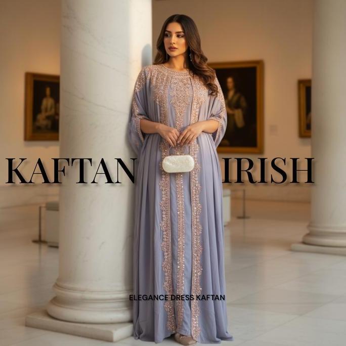 Exclusive Abaya / Kaftan Irish Trendy Kajian Payet Mewah Free Inner Gamis Muslim Wanita Remaja Pesta