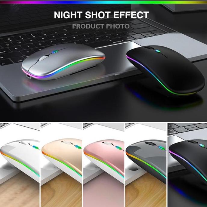 Potere- Jovitech Mouse Gaming Led Wireless 2.4G & Bluetooth 5.1 Rechargeable Slim Mouse 1600 Dp S9