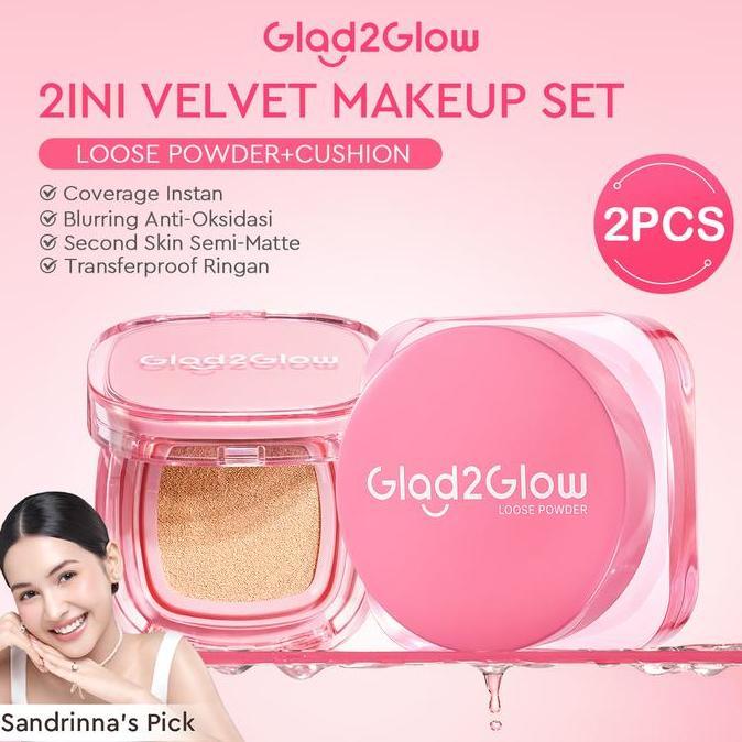 Viso- Hotglad2Glow 2Ini Velvet Makeup Set-Loose Powder+Cushion Mix Berry Extract Air Blurry Technolo