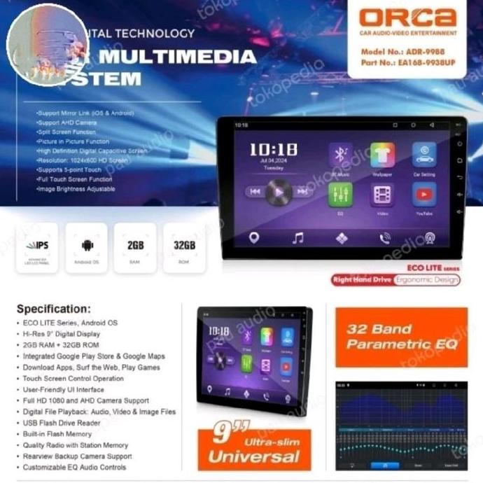 Promo Dhd Head Unit Tape Tv Android Dhd-7001 Layar 9 Inch Ram 1Gb Rom 16Gb Untuk Toyota Agya & Diaha