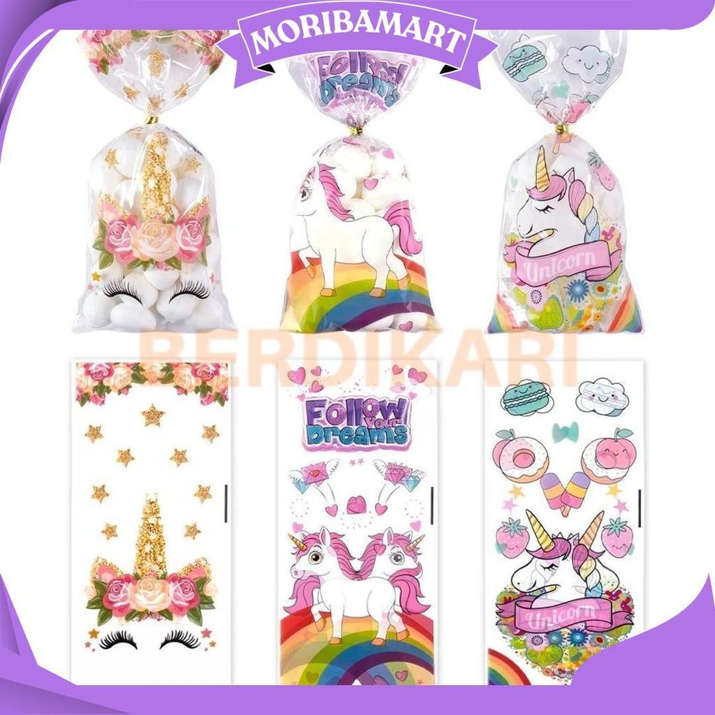 BD Plastik Hadiah Ulang Tahun Unicorn isi 50 lembar Bingkisan Snack Ulang Tahun Karakter Lucu Plasti