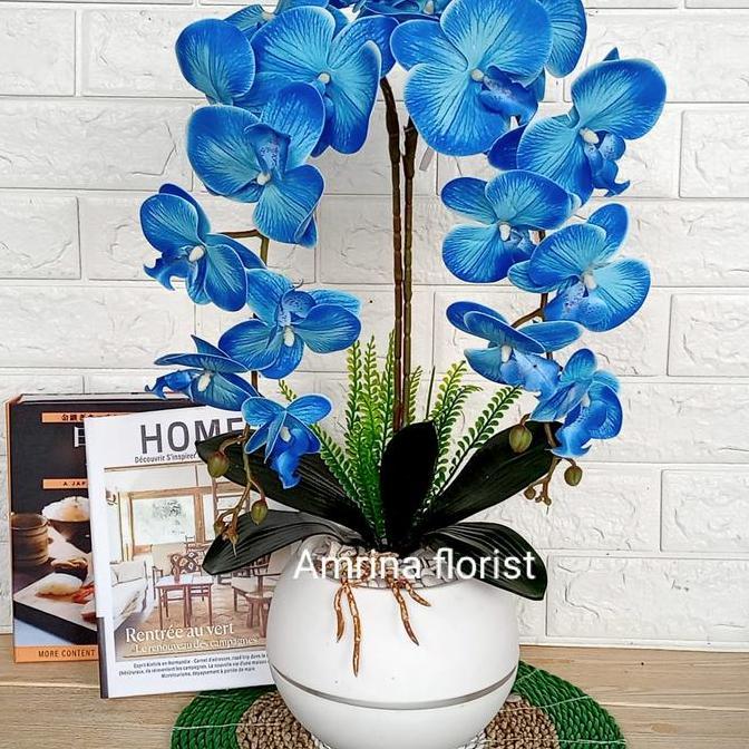 bunga anggrek latex jumbo artificial pot bola//bunga anggrek bulan TERLARIS|BEST QUALITY|BEST SELLER