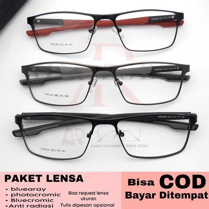 Kacamata Fashion cowok sporty AR8528 Full Bingkai Laki laki perempuan paket lensa photocromic bluray