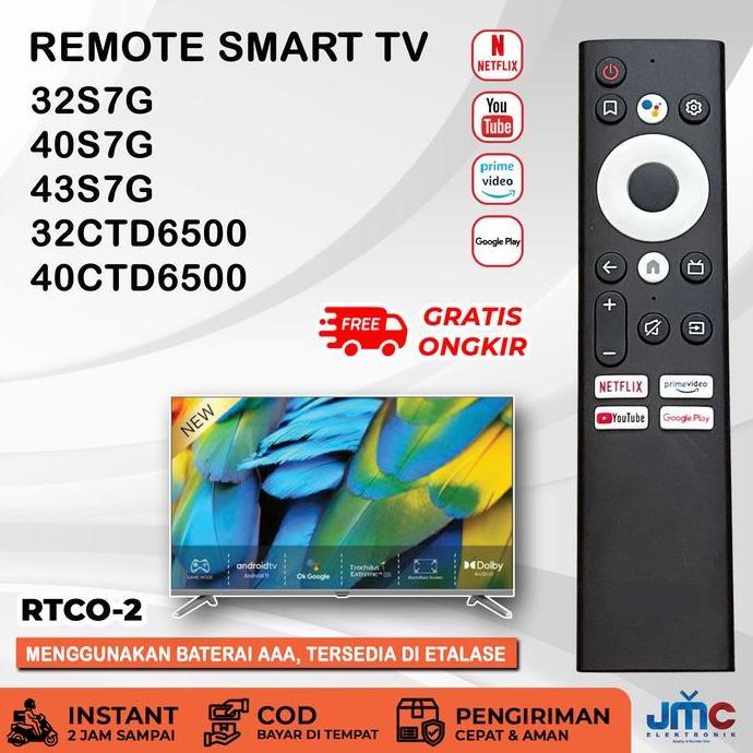 tekomania81 - remote smart tv android 32s7g 32ctd6500 40s7g 40ctd6500 43s7g