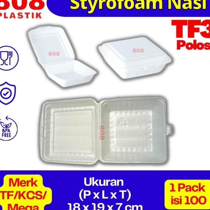 Styrofoam Nasi Tf3 Kcs3 / Sterofoam Kotak Makanan / Lunch Box Tf Kcs Nasi Tf 3 Isi 100Pcs
