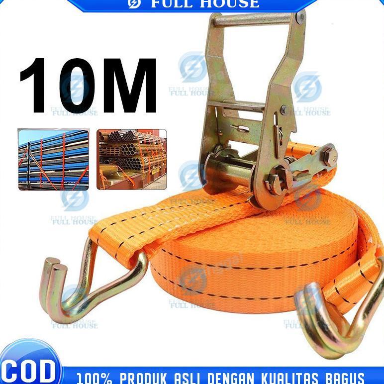 10M Tali Kecepatan Ratchet Tie Down 10 Ton /Cargo Lashing Belt /Trackbelt Tali Ikat Sabuk Truk Tali 