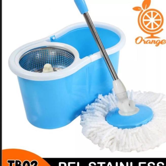 Alat Pel Lantai Ultra Pel Putar Serbaguna Spin Mop 2 Kain Praktis Spin Mop Super Peras Otomatis Prak