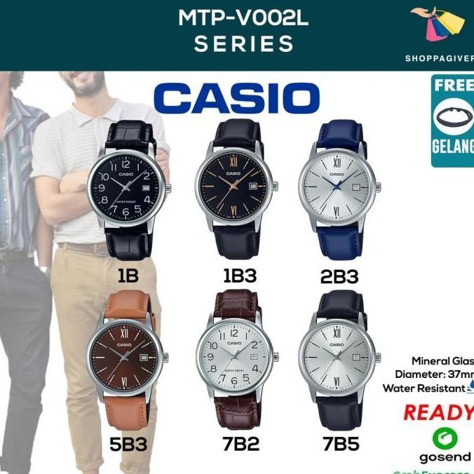CASIO ORIGINAL MTP-V002L SERIES JAM TANGAN PRIA ANALOG TALI KULIT