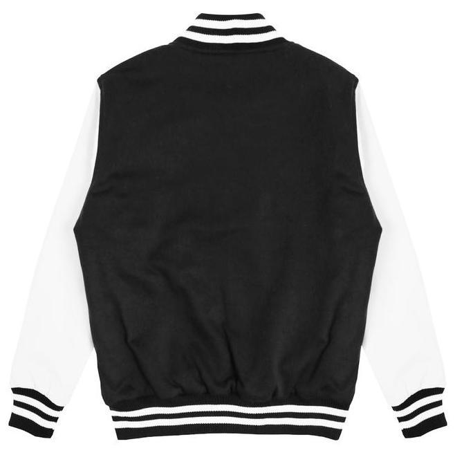 Scaythit Jaket Varsity Polos Hitam Putih Unisex Pria Wanita Remaja Dewasa