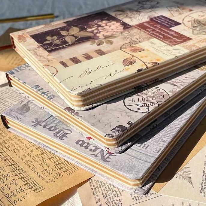 Basilahselerlima - Notebook Aesthetic Retro Buku Diary Aesthetic Hardcover Buku Tulis Sekolah Buku C