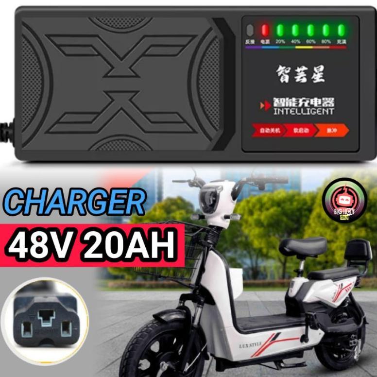 CHARGER 48V 20AH SEPEDA LISTRIK UNIVERSAL CAS CASAN SELIS UWINFLY ANTELOPE SUNRACE INDOBIKE CES 48VO