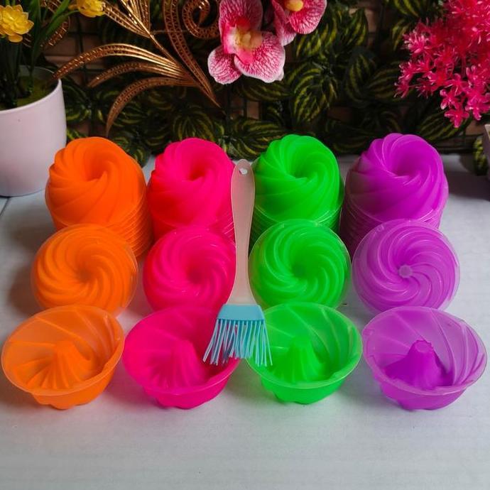 Equip- 48 Pcs Cetakan Ager Agar Puding Jasmine Mar Twister Talam Kue Apem Putu Ayu Spiral Coklat Bul