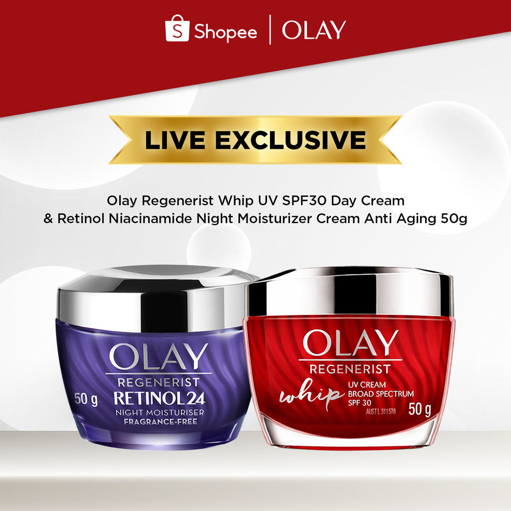 [LIVE EXCLUSIVE] Olay Regenerist Whip UV SPF30 Day Cream & Retinol Niacinamide Night Moisturizer Cre