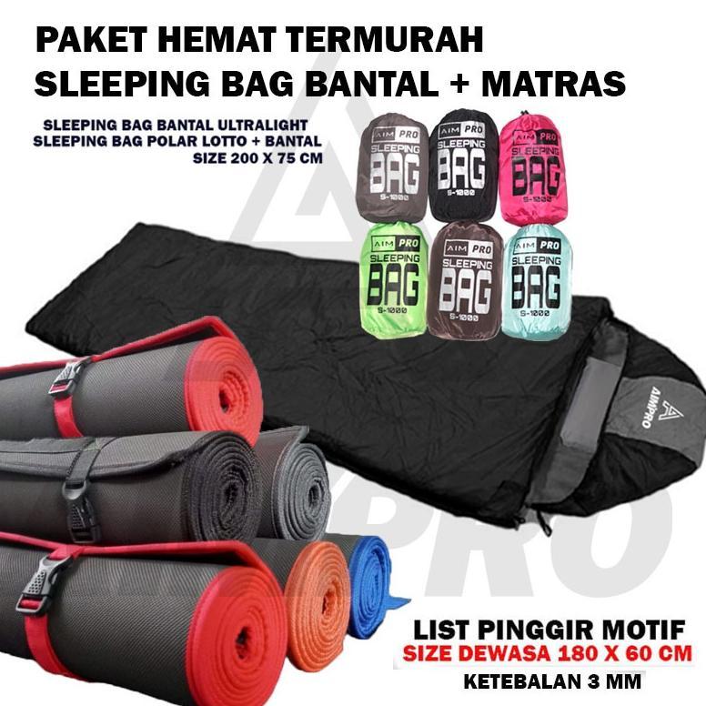 Paket sleeping bag bantal + matras 60x180 - sleeping bag matras - paket matras dan sleeping bag - sl
