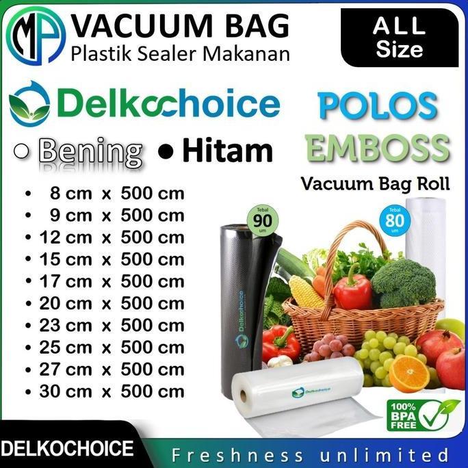 Plastik Vakum Vacuum Vacum Bag Sealer Roll Polos Emboss Bening Hitam