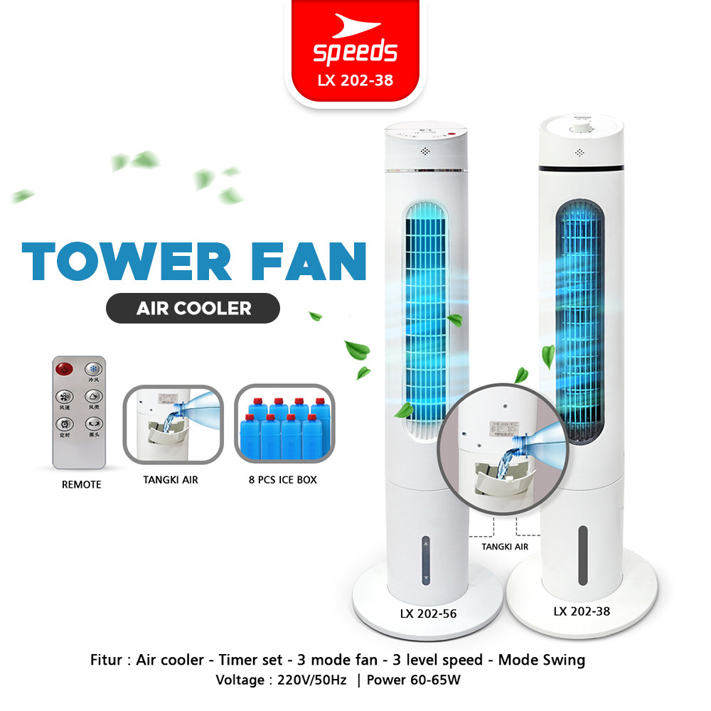 SPEEDS Tower Fan Air Cooler Lantai Listrik Kipas Elektrik Silent Tower Fan dengan 3 Mode Kecepatan H
