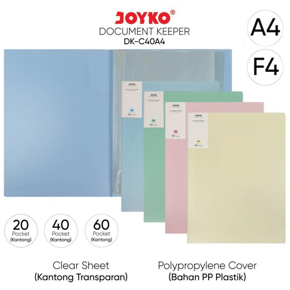 NAS JOYKO Document Keeper A4 F4 20 40 60 Pockets / Clear Holder Book Lembar Map Plastik / Display Ma