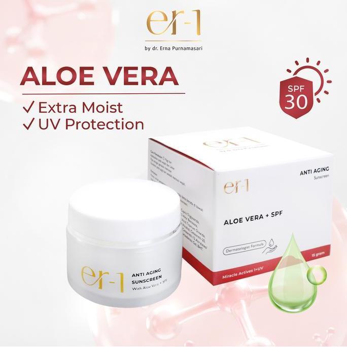 er-1 by dr. Erna Anti Aging Sunscreen with Aloe Vera + SPF - Moisturizer Day Cream UV Matahari - Ski