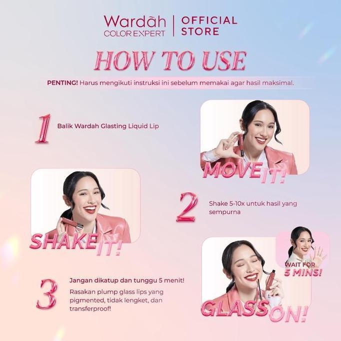 Wardah Paket Lipstik Gllasting Liquid Lip + Volume Expert Mascara Waterproof Glaze Lipstik Bibir Set