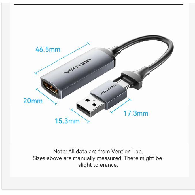 Vention HDMI Video Capture Card USB to HDMI Game Capture for Streaming
