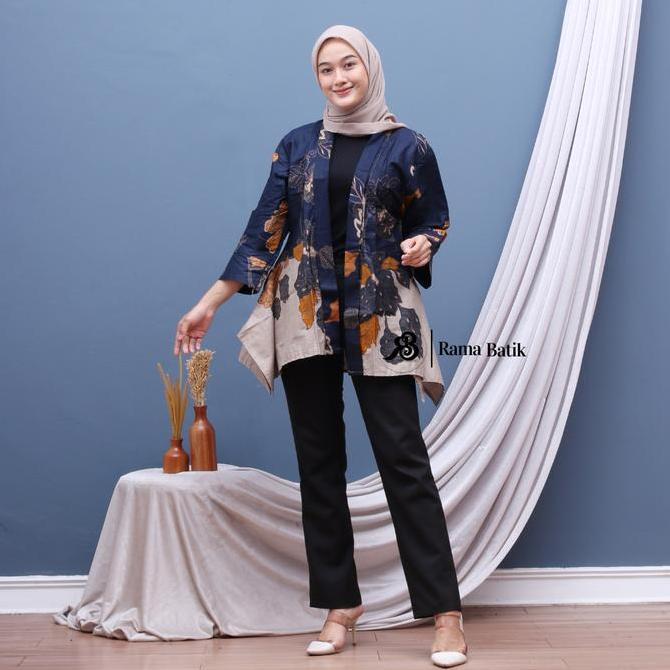 Blazer Batik Atasan Wanita Outer Batik Kantor Modern