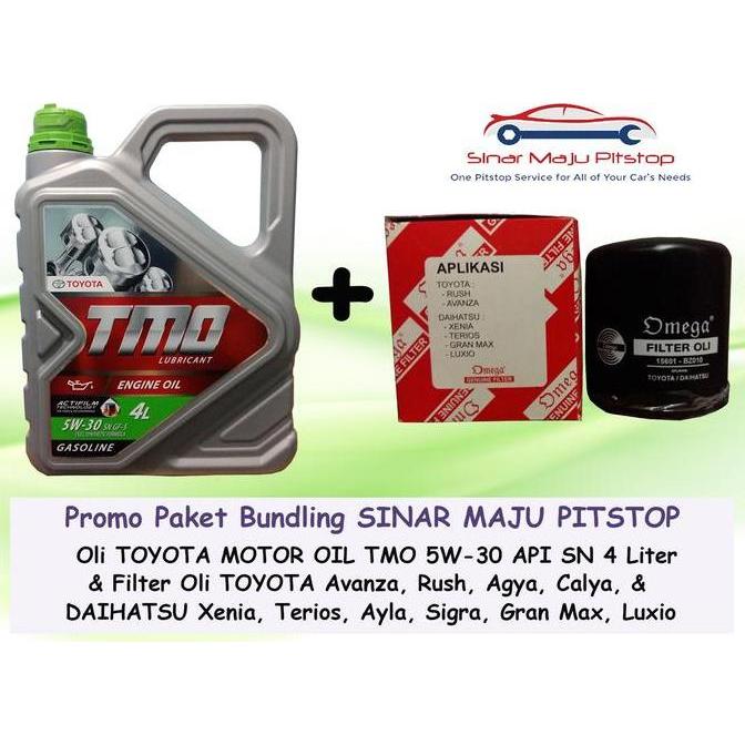Paket Oli Mobil TMO 5W-30 API SN & Filter Oli TOYOTA AVANZA & RUSH