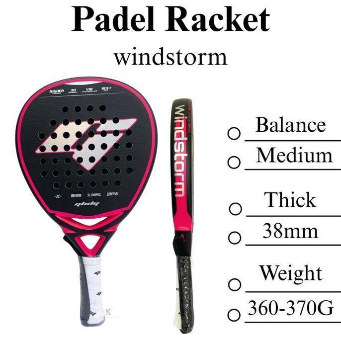 NEW RAKET PADEL RACKET GHDY  WINDSTROM CARBON POWER  HIGH BALANCE DIAMOND SHAPE 360GR 3D ROUGHNESS