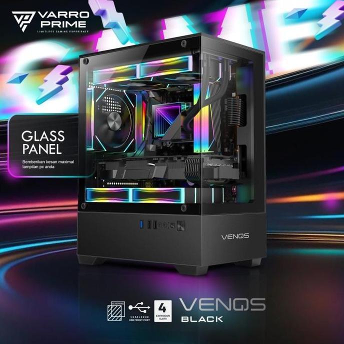 Casing Pc Gaming Varro Prime Venos M-ATX Include 3Fan RGB