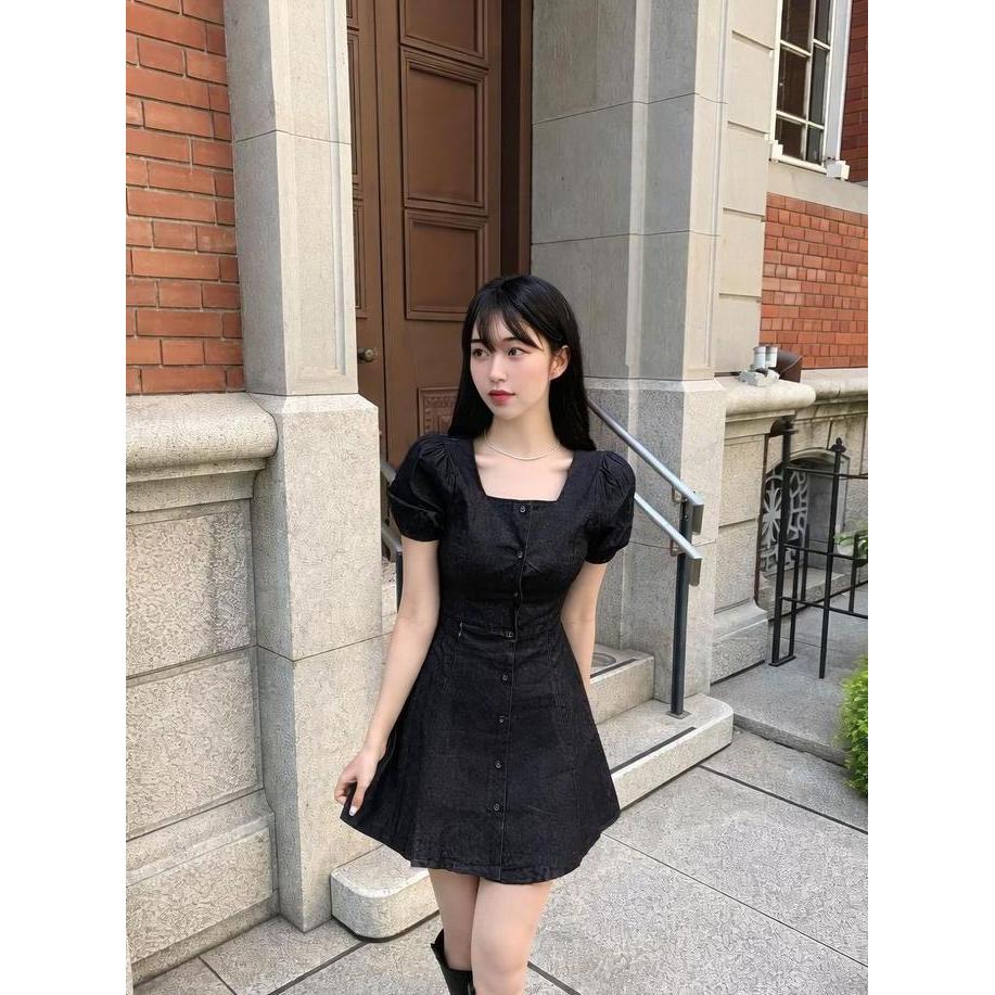 OOTD KIEL DRESS SOFT JEANS // DRESS SOFT JEANS // DRESS REMAJA // DRESS KASUAL LENGAN BALON OOTD