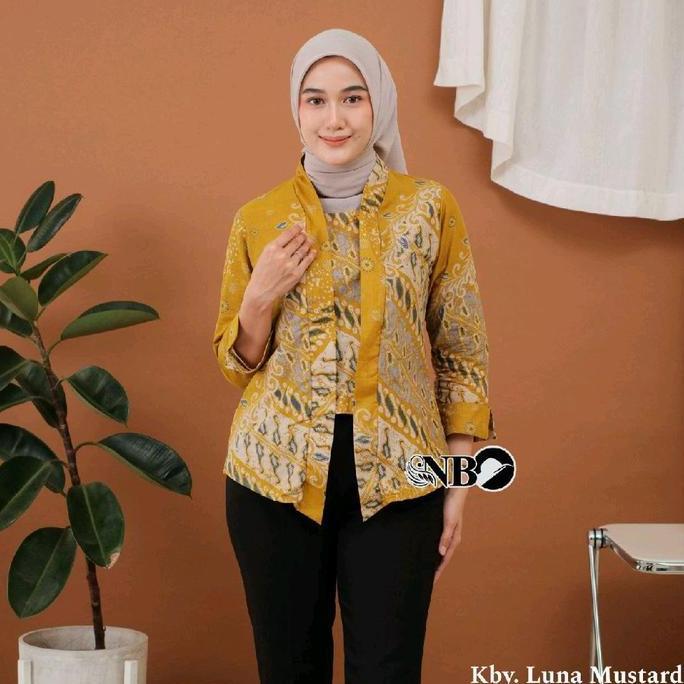 TAMPIL MODIS  Baju batik atasan wanita elegan kebaya kerja kantor bahan Katun lengan Panjang Cewek D