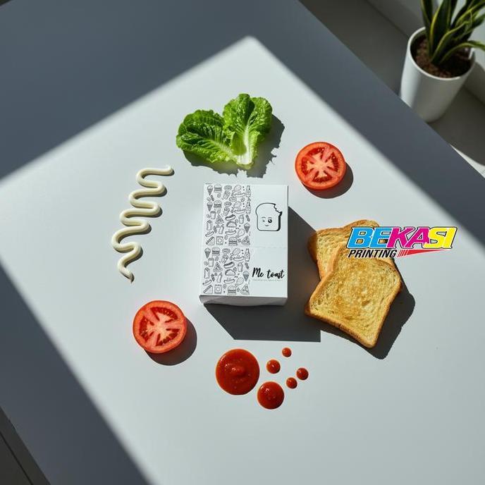 Cetak Custom Take Away Toast Box Tutup Dus Kotak Roti Bakar Panggang Kekinian