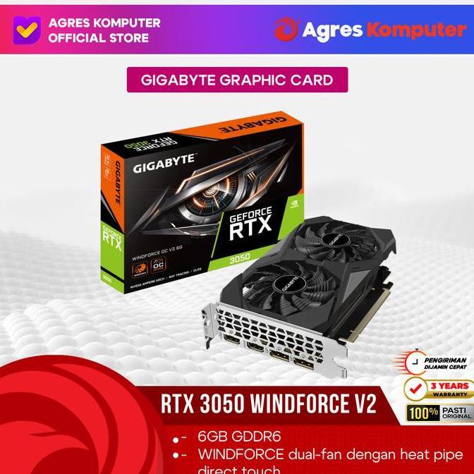 GIGABYTE VGA NVIDIA GEFORCE RTX 3050 WINDFORCE V2 6GB GDDR6 OC 3Y - VGA 3050 - VGA GIGABYTE - NVIDIA