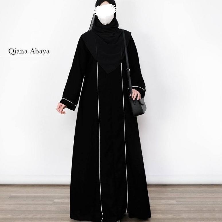 ORIGINAL HWM- ABAYA HILMA PREMIUM GAMIS ARAB MUSLIMAH GAMIS HITAM SIMPLE CRINKLE AIRFLOW LIS PUTIH D