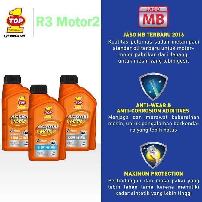 Olinoy- Top 1 Action Matic Sae 10W-30 800Ml - Oli Motor Matic Resmi - Top1 Matic10W30