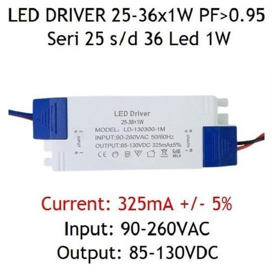 Lightx- Led Driver 1W 325Ma 25-36X1W Pc Pf 0.95