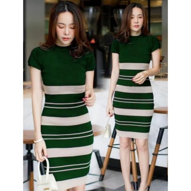 Recommended Felice Top Tunik Rajut Atasan Wanita Bahan Rajut Motif Garis Tunik Wanita Atasan