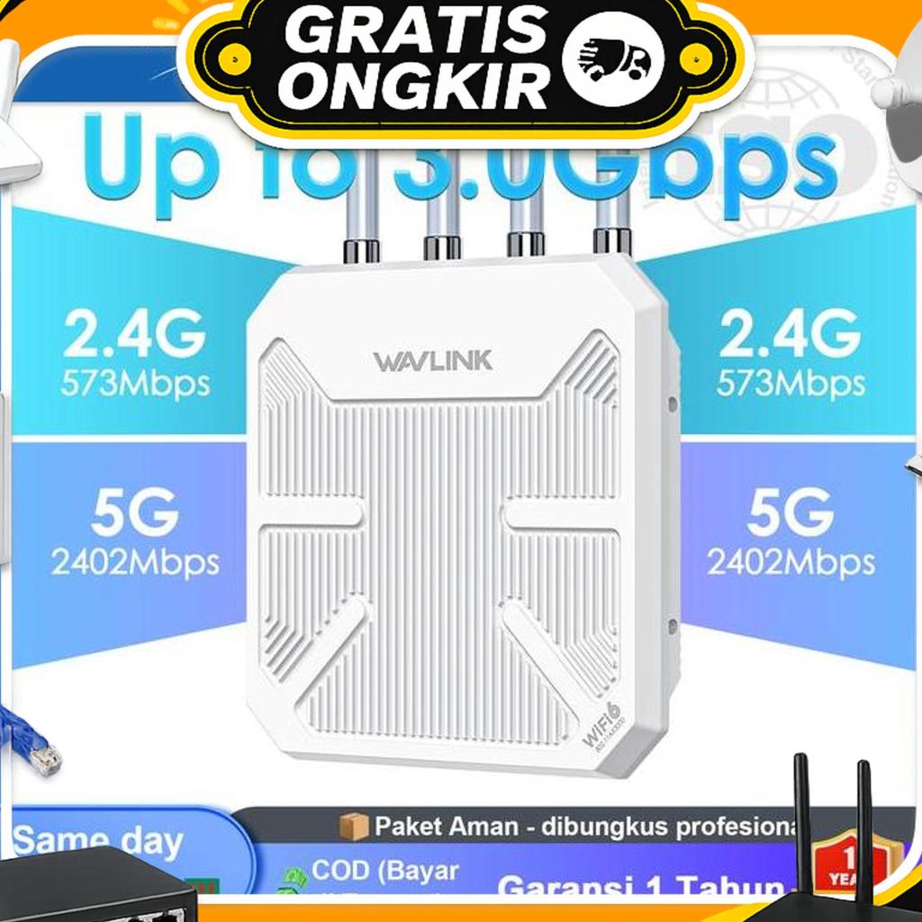 Wavlink Wifi6 Ax3000 Mesh Extender Dual Band 4X8Dbi Antena-Mode Ap Repeater Dukungan Poe