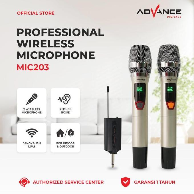 Microphone Advance Mic-203 Profesional 2 Mic Wireless Karoke